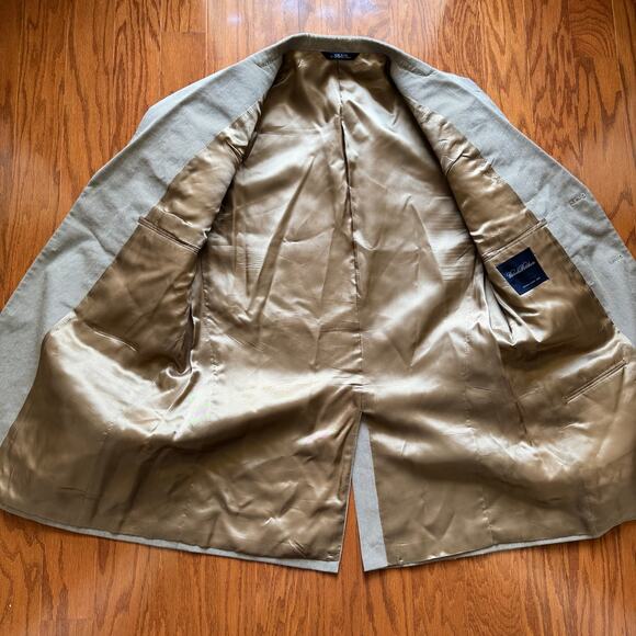 Brooks Brothers Blazer Men’s 41R Tan Cotton Stripe Jacket USA Made Classic Fit - Picture 8 of 15
